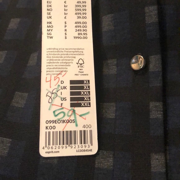 Esprit High Collar Button Down Shirt NWT - Picture 13 of 13